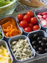 salad bar, wooden forks