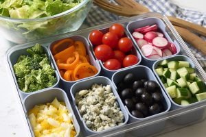 salad bar, wooden forks
