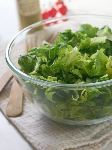 salad in bowl, with salad forks