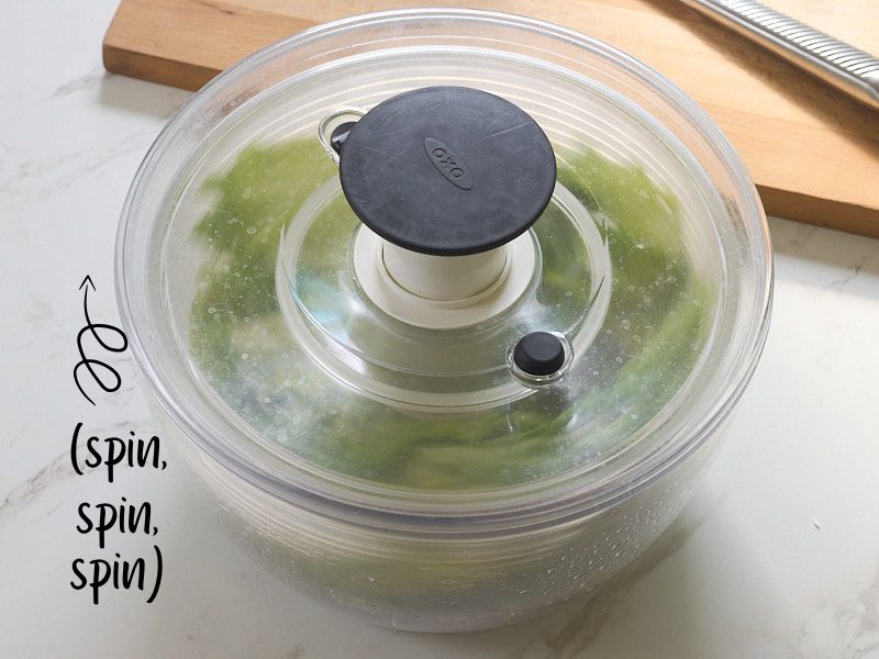 step 1. wash and spin lettuce