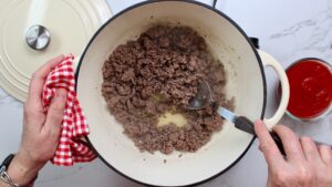 step 1. brown beef