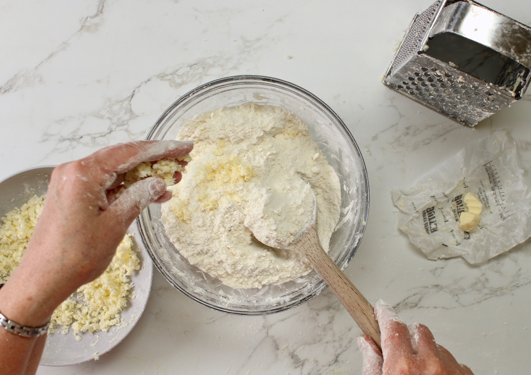 step 3. toss butter with flour