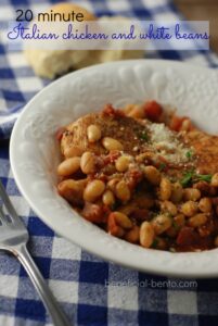 spicy chicken and creamy white beans - so good on a cold night!