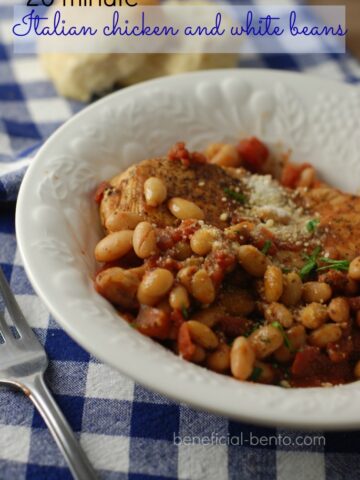 spicy chicken and creamy white beans - so good on a cold night!