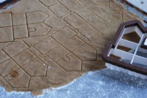 cutting out the mini gingerbread houses