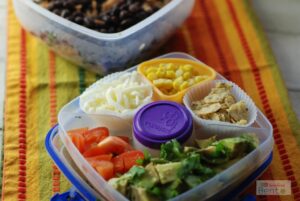 Healthy, colorful meal in a compact little container - perfect to take to work!