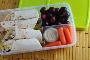 Chicken Caesar Wrap packed in a Fit & Fresh bento box