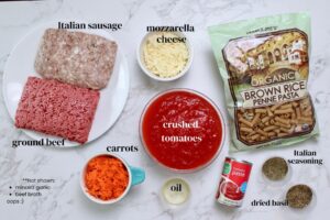 Gluten free baked ziti casserole ingredients