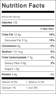 nutrition info for Coconut Cashew Butter