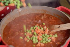 step 4 add peas and carrots