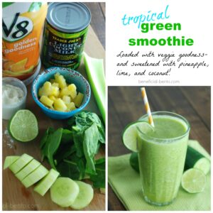 Tropical Green Smoothie, from beneficial-bento.com