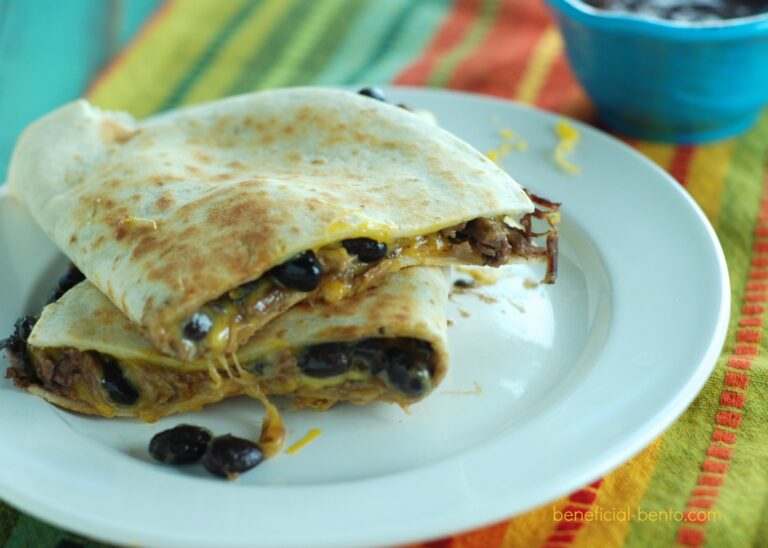 Beef and Bean quesadillas with barbecue salsa dipping sauce - you won't believe how incredible this is!