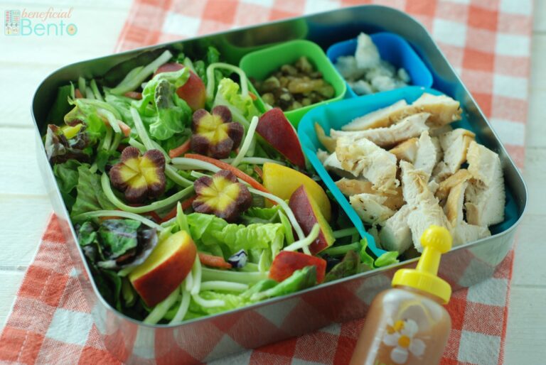 Chicken salad with peaches, walnuts, and blue cheese is a yummy combo for a light summer salad for lunch!