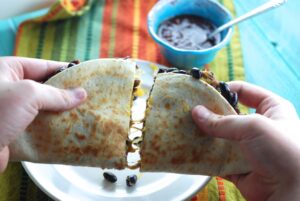 gluten free and surprisingly healthy - Beef and Bean quesadillas