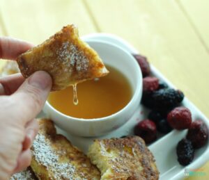great way to use up leftover gluten free bread! They are baked in the oven in bulk and frozen to reheat on busy mornings!