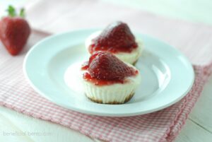 This is a picture of gluten free Mini Cheesecakes. recipe at beneficial-bento.com