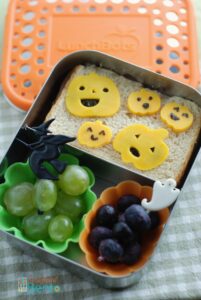 Halloween bento in a LunchBots Duo