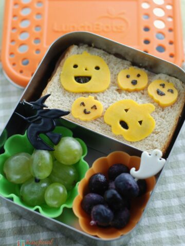 Halloween bento in a LunchBots Duo