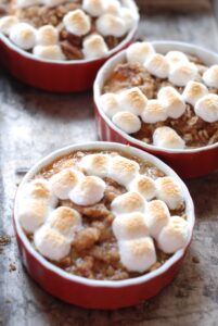 I never used to like sweet potatoes at Thanksgiving until I tried this recipe - Praline Sweet Potatoes with Toasted Marshmallows is the best!