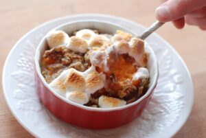 I never used to like sweet potatoes at Thanksgiving until I tried this recipe - Praline Sweet Potatoes with Toasted Marshmallows is the yummiest!