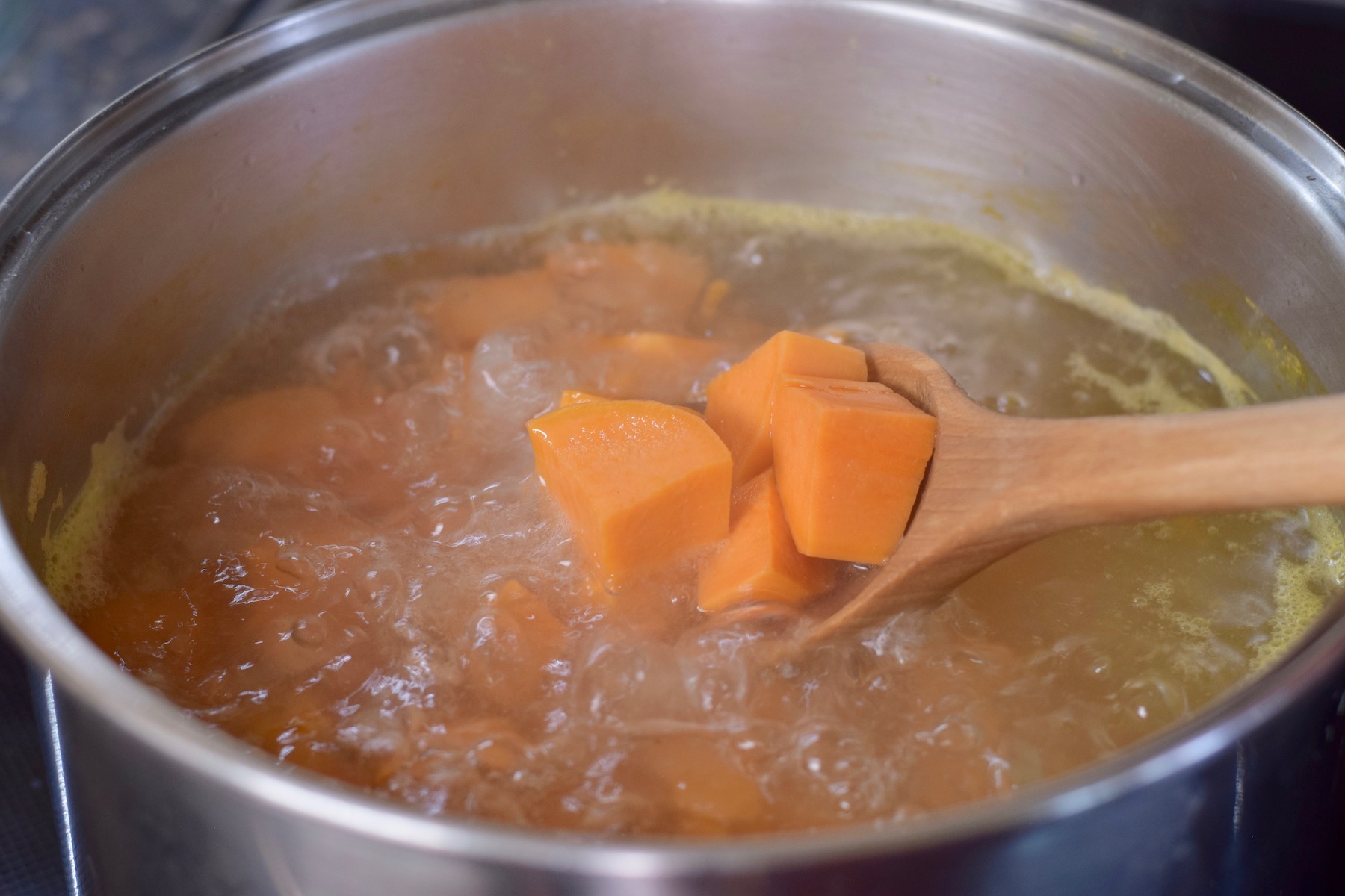 step 1. boil sweet potatoes