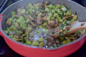 step 4. brown vegetables