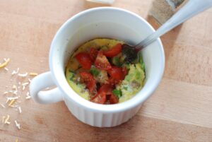last step - cook for 30 seconds more, and top with tomato if you like