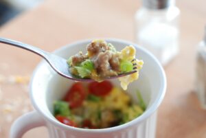 These are so easy, and healthy too! Put whatever you like in an omelette and zap it in the microwave!