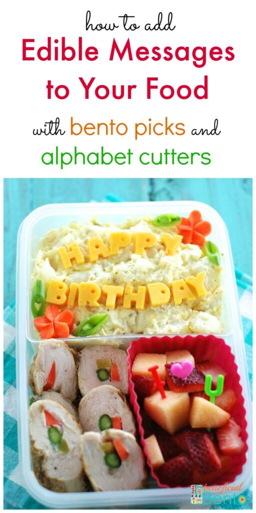 It's really easy to add a special touch to any food with bento alphabet picks and alphabet cutters