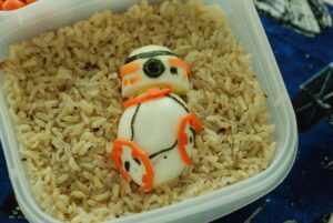 BB-8 made from boiled egg, carrot, and nori