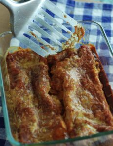 These enchiladas are really good! The filling is mostly blended cottage cheese
