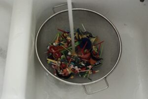 when you use a mesh strainer you can wash all of them at once - no hassle!