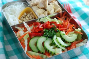 This is my version of Trader Joe's Chicken and Asian Style Noodle Salad. I LOVE it because of the spicy Cilantro-Lime dressing, and that it uses gluten free rice noodles! this can also be found in my ebook, Fresh Lunch Salads. I hope you give it a try!