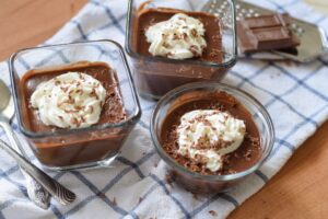 This is a picture of homemade chocolate pudding. Recipe at beneficial-bento.com