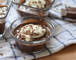 This is a picture of homemade chocolate pudding. Recipe at beneficial-bento.com