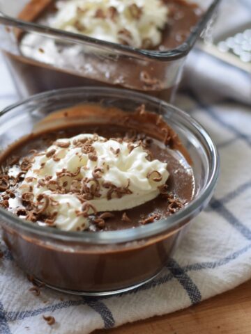 This is a picture of homemade chocolate pudding. Recipe at beneficial-bento.com