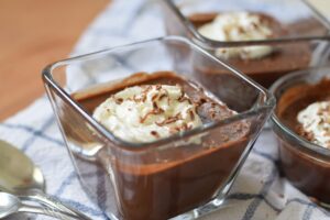 This is a picture of homemade chocolate pudding. Recipe at beneficial-bento.com