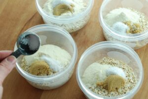 This is a picture of my healthy breakfast idea, Peach Instant Oatmeal. Recipe found at beneficial-bento.com