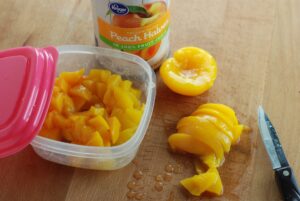 This is a picture of my healthy breakfast idea, Peach Instant Oatmeal. Recipe found at beneficial-bento.com