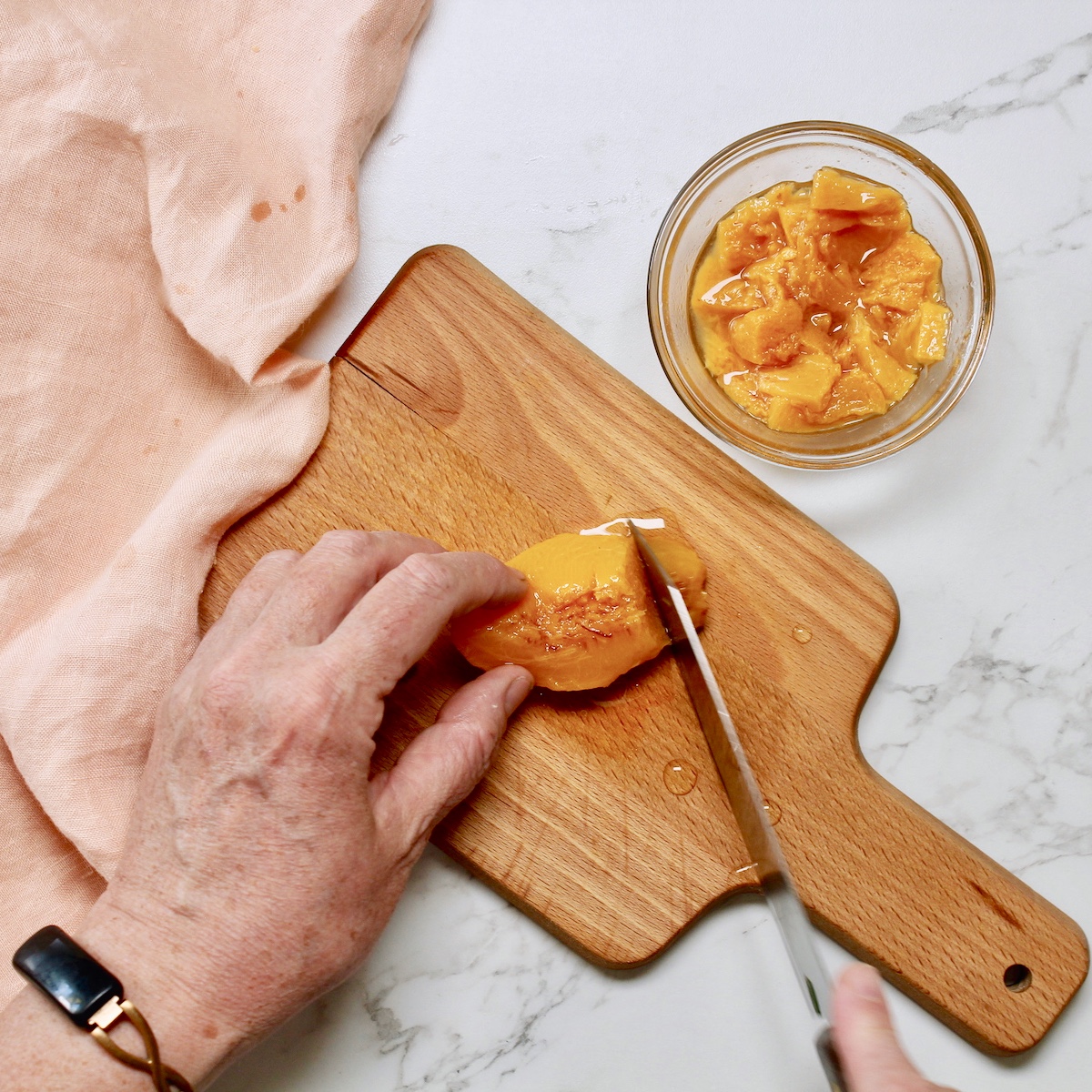 step 4. chop peaches