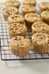 banana muffins on rack