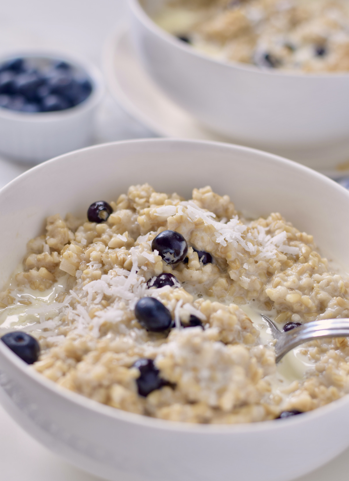 blueberry coconut oats, coconut