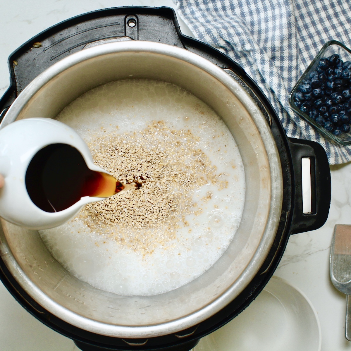 step 1. add oats, milk, maple syrup to instant pot