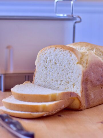 classic white bread made in bread machine by Gluten Free Bread School