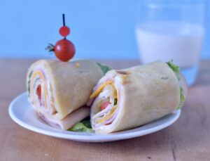 this is a picture of a gluten free flat bread sandwich