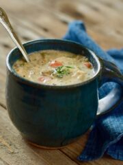 Low Carb Chicken and Wild Rice soup in a mug