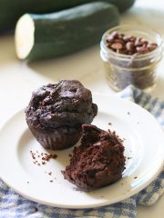 chocolate zucchini muffin with ingredients