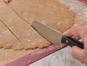 cut with sharp knife