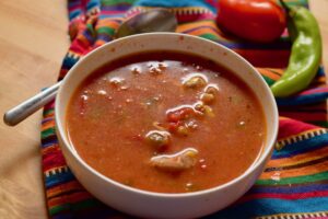 Hot savory bowl of Jeannie's Homemade Green Chili