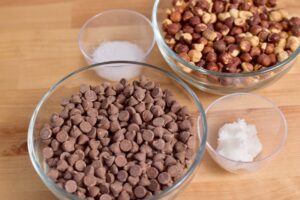 chocolate, hazelnuts, coconut oil, and salt